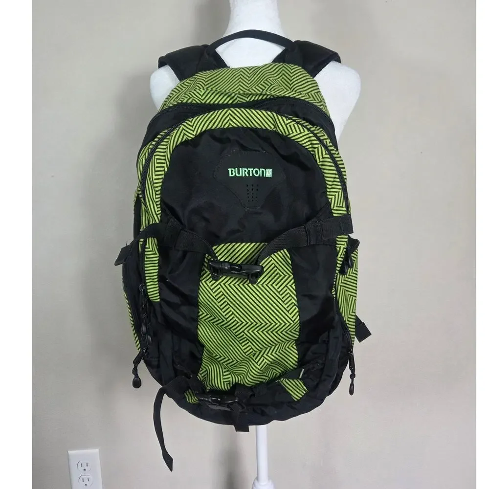Burton Vintage Snowboard Backpack Daypack Green & Black Purple Interior